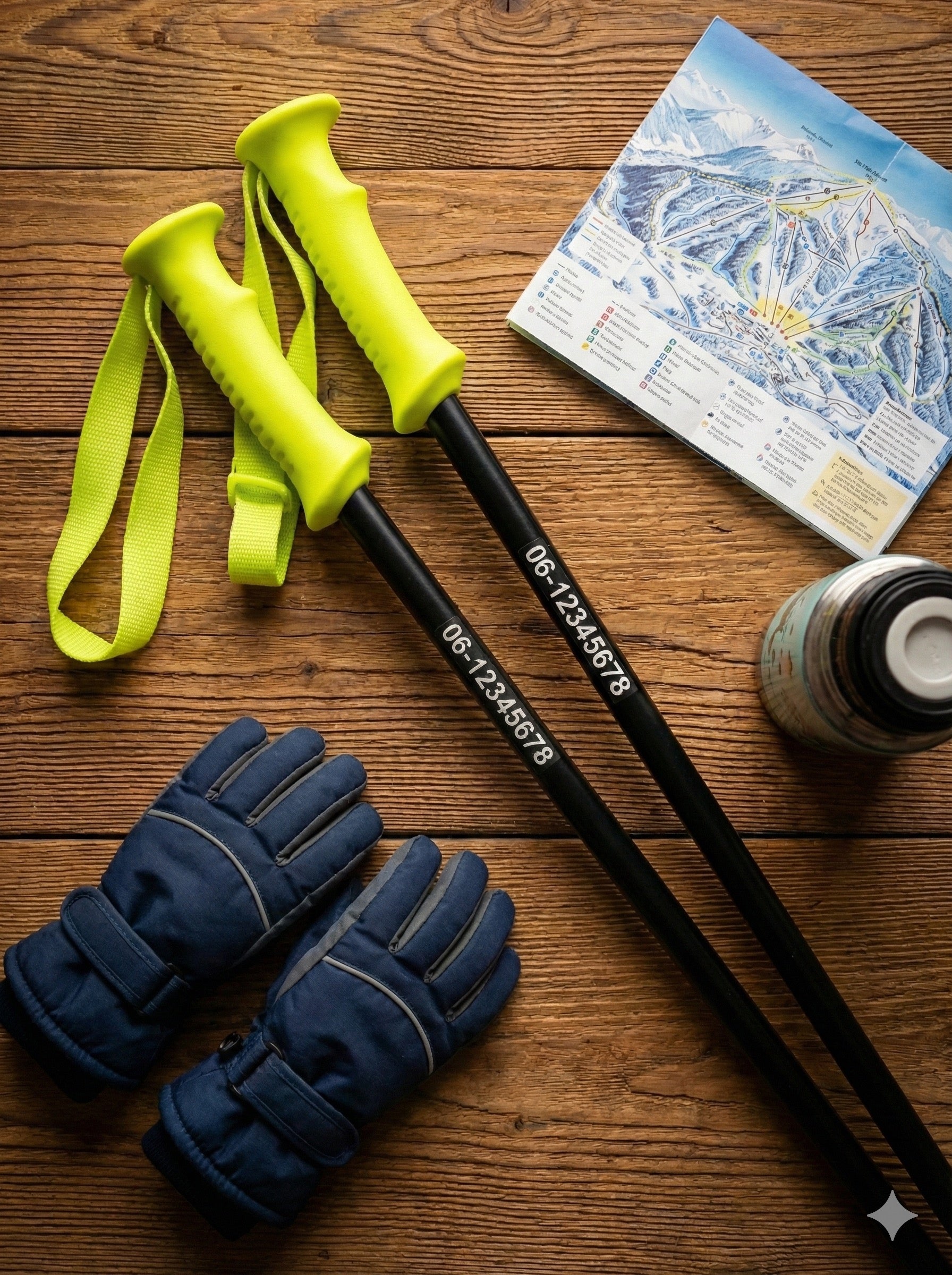 Autocollant pour bâtons de ski avec nom (lot de 2)