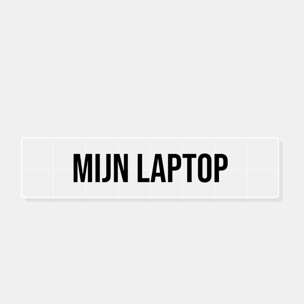 Laptopsticker met eigen tekst, gesneden vinyl, voorbeeld MIJN LAPTOP